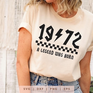 1972 wurde eine Legende geboren SVG Png Dxf Eps, Vintage 1972 Geburtstag Jahr Nummer Cricut, Rockin Seit 1972 Schnittdatei, Bday Shirt Sublimationsgeschenk