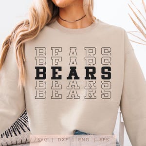 Bears SVG, PNG, dxf, eps, Bears Spirit Shirt Sublimation, Bears Game Day Cut File, Stacked Varsity Bears Cricut