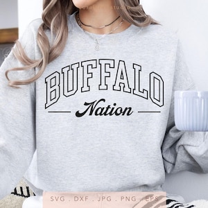Buffalo Nation SVG, PNG, jpg, dxf, eps, Buffaloes Sublimation, Buffaloes Game Day School Sport Cut File, Arched Varsity Buffaloes Cricut