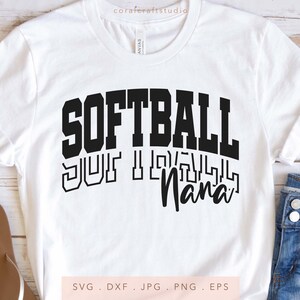 Gewölbte Varsity Softball Nana SVG DXF JPG Png Eps, Softball Team svg, Familie Shirt Softball svg, Nana svg, Oma svg, Oma svg