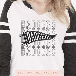 Badgers Stacked Varsity Letters SVG PNG DXF Jpg Eps, Badgers Pennant Svg, Badgers Team Spirit Svg, Badgers Sublimation, Badgers Iron On
