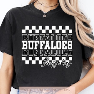 Checkered Buffaloes SVG, PNG, dxf, eps, Buffaloes Sport Shirt Sublimation, Buffaloes Team Name Cut File, Retro Buffaloes Cricut
