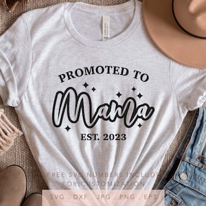 Promocionado a mamá SVG PNG DXF Jpg Eps Madre, Día de la madre, Regalo para mamá, Nueva mamá, Anuncio de embarazo Svg, Anuncio de bebé Svg