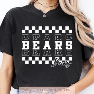 Checkered Bears SVG, PNG, dxf, eps, Bears Sport Shirt Sublimation, Bears Team Name Cut File, Retro Bears Cricut