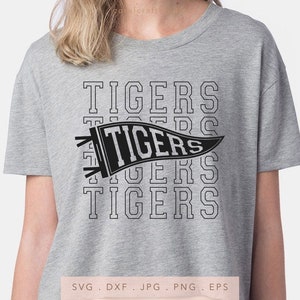 Tigers Stacked Varsity Letters SVG PNG DXF Jpg Eps, Tigers Pennant Svg, Tigers Team Spirit Svg, Tigers Sublimation, Tigers Iron On