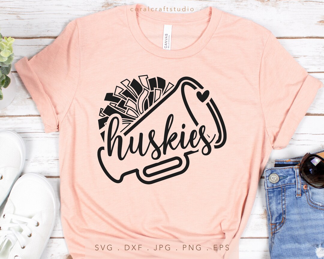 Huskies SVG DXF JPG Png Eps, Huskies Cheer Megaphone Svg, School Team ...