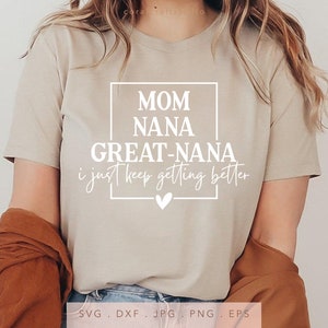 Moeder Nana Great Nana Cut File, Moederdag Cadeau voor Great Nana Sublimatie, Gezegende Oma Iron On, Mom Nana Great Nana SVG DTF PNG Jpg Eps