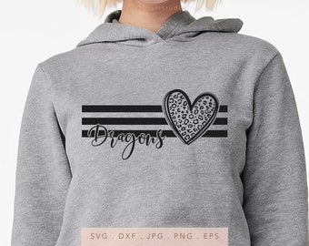 Dragons Heart Leopard SVG, schoolmascotte gesneden bestand