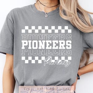Checkered Pioneers SVG, PNG, dxf, eps, Pioneers Sport Shirt Sublimation, Pioneers Team Name Cut File, Retro Pioneers Cricut
