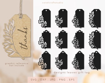 Leaves Gift Tag SVG, Hang Tag Svg, Label Tag Svg, Tags Bundle Svg, Leaf Tag Svg, Gift Tag Cut File Cricut Silhouette, Gift Tag Template Svg
