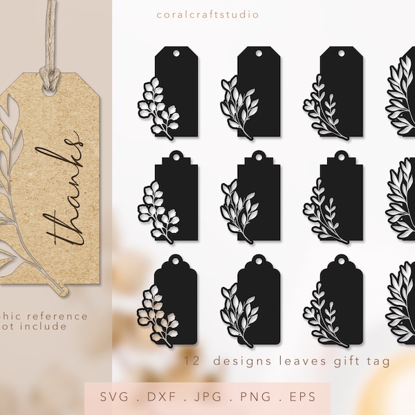 Blätter Geschenkanhänger SVG, Hängen Tag Svg, Label Tag Svg, Tags Bundle Svg, Blatt Tag Svg, Geschenkanhänger Cut Datei Cricut Silhouette, Geschenkanhänger Vorlage Svg