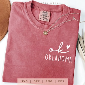 Oklahoma OK SVG, PNG, DXF, EPS, Love Oklahoma State Design Cricut, Arquivo de corte moderno de Oklahoma OK, Sublimação de camisa de Oklahoma