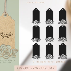 Blumen Geschenkanhänger SVG, Hängen Tag Svg, Label Tag Svg, Tags Bundle Svg, Blumen Svg, Geschenkanhänger Cut Datei Cricut Silhouette, Geschenkanhänger Vorlage Svg