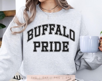 Buffalo Pride SVG, PNG, dxf, eps, Buffaloes Cut File, Buffaloes School Team Spirit Shirt Sublimation, Arched Varsity Buffaloes Cricut