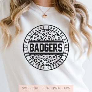 Badgers Leopard Print SVG PNG DXF Jpg Eps, Badgers School Mascot Svg, Badgers Team Spirit Svg, Badgers Sublimation, Badgers Cut File