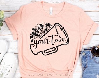 Custom Team Name SVG DXF JPG Png Eps, Custom Cheer Megaphone Svg, Custom School Team Svg, Team Spirit Svg, Custom Cheer Svg,Custom Megaphone