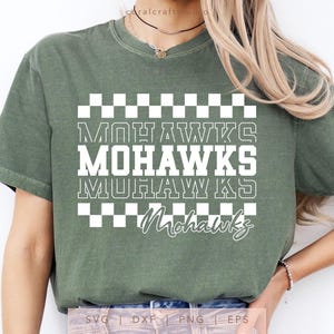 Checkered Mohawks SVG, PNG, dxf, eps, Mohawks Sport Shirt Sublimation, Mohawks Team Name Cut File, Retro Mohawks Cricut