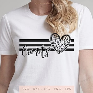 Comets Heart Leopard SVG PNG DXF Jpg Eps, Comets School Mascot Svg, Comets Team Spirit Svg, Comets Cut File, Comets Sublimation