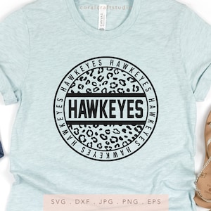 Archivo SVG con estampado de leopardo de los Hawkeyes, archivo de corte para mascota escolar