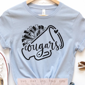 Cougars SVG DXF JPG Png Eps, Cougars Cheer Megaphone Svg, School Team Name Svg, School Team Spirit Svg, Cheer Megaphone Svg, Cougars Shirt