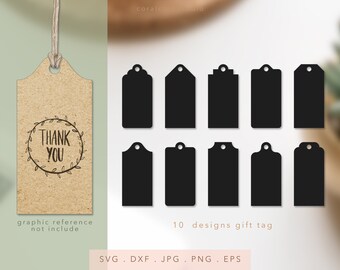 Paquete de archivos SVG para etiquetas de regalo, plantilla para etiquetas colgantes (descarga digital)