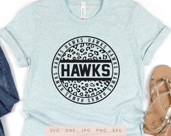 Hawks Leopard Print SVG, School Mascot, Team Spirit (Cut File)