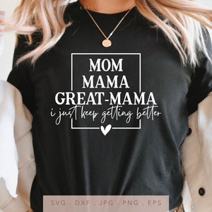 Moeder Mama Great Mama Cut File, Moederdag Cadeau voor Great Mama Sublimatie, Gezegend Mama Iron On, Mom Mama Great Mama SVG DTF PNG Jpg Eps