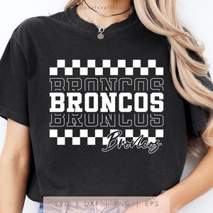 Checkered Broncos SVG, PNG, dxf, eps, Broncos Sport Shirt Sublimation, Broncos Team Name Cut File, Retro Broncos Cricut