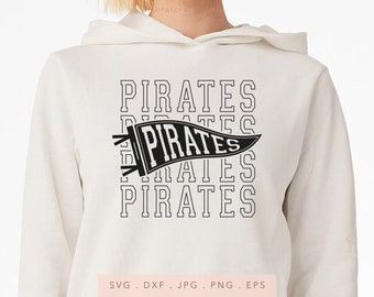 Pirates Stacked Letters & Pennant SVG, Team Spirit (Digital Files)