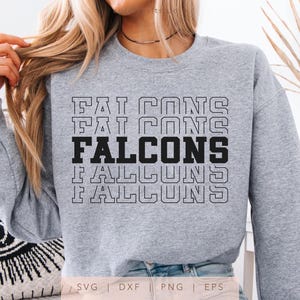 Falcons SVG, PNG, dxf, eps, Falcons Spirit Shirt Sublimation, Falcons Game Day Cut File, Stacked Varsity Falcons Cricut