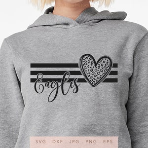 Eagles Heart Leopard SVG PNG DXF Jpg Eps, Eagles School Mascot Svg, Eagles Team Spirit Svg, Eagles Cut File, Braves Sublimation