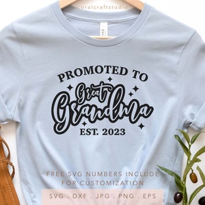 Gepromoveerd tot overgrootmoeder SVG PNG DXF Jpg Eps Overgrootmoeder, Moederdag, Nieuwe Oma, Zwangerschap Aankondiging Svg Baby Aankondiging Svg