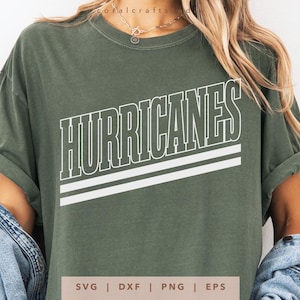 Hurricanes SVG, PNG, DXF, EPS, Sublimação de uniformes escolares Hurricanes, Nome do time Hurricanes Cricut, Arquivo de corte para camisa do dia do jogo Hurricanes