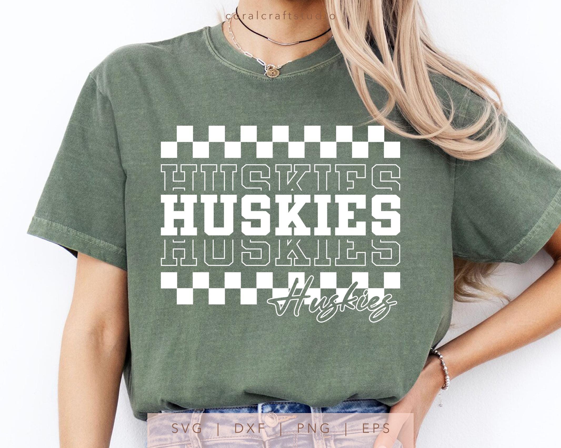 Checkered Huskies SVG, PNG, dxf, eps, Huskies Sport Shirt Sublimation, Huskies Team Name Cut File, Retro Huskies Cricut