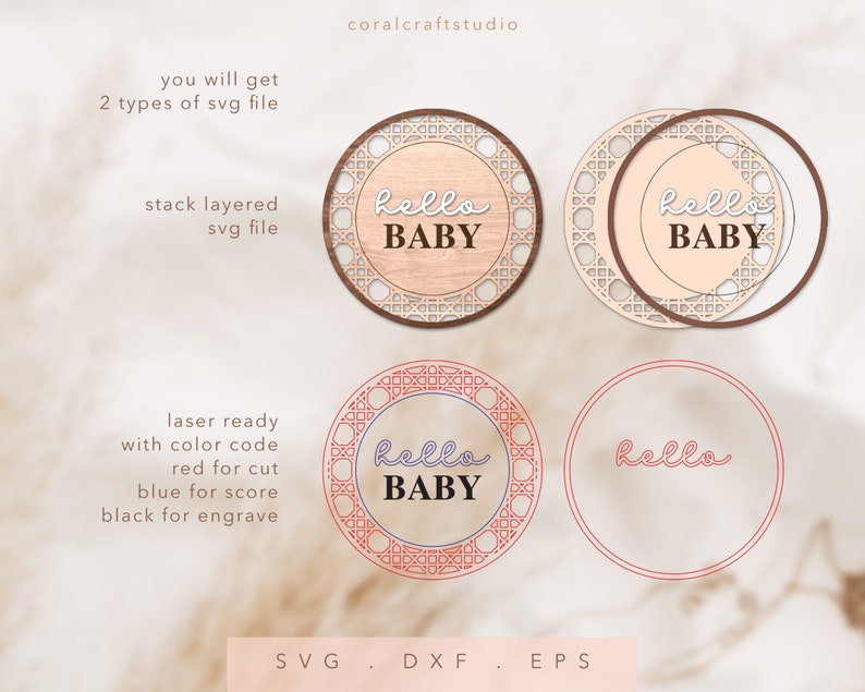 Rattan Baby Milestone SVG, Laser Cut Files, Nursery Decor (digital ...