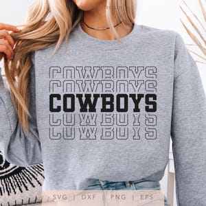 Cowboys SVG, PNG, dxf, eps, Cowboys Spirit Shirt Sublimation, Cowboys Game Day Cut File, Stacked Varsity Cowboys Cricut