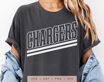 Chargers SVG, PNG, dxf, eps, Chargers School Sport Wear Sublimation, Chargers Team Name Cricut, Chargers Game Day Shirt Cut File