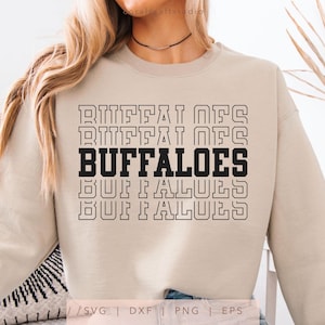 Buffaloes SVG, PNG, dxf, eps, Buffaloes Spirit Shirt Sublimation, Buffaloes Game Day Cut File, Stacked Varsity Buffaloes Cricut
