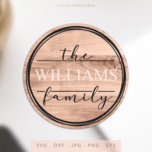 Familie Monogramm SVG, Familienschild SVG, Familienschild Svg, Bauernhausschild Svg, Porch Schild Svg, Rundes Holzschild Schneidedatei Cricut Silhouette