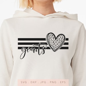 Giants Heart Leopard SVG PNG DXF Jpg Eps, Giants School Mascot Svg, Giants Team Spirit Svg, Giants Cut File, Giants Sublimation