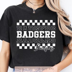 Checkered Badgers SVG, PNG, dxf, eps, Badgers Sport Shirt Sublimation, Badgers Team Name Cut File, Retro Badgers Cricut