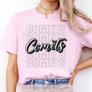 Comets SVG PNG DXF Jpg Eps, Comets Mascot School Cricut, Comets Team Spirit Cut File, Comets Game Day Shirt