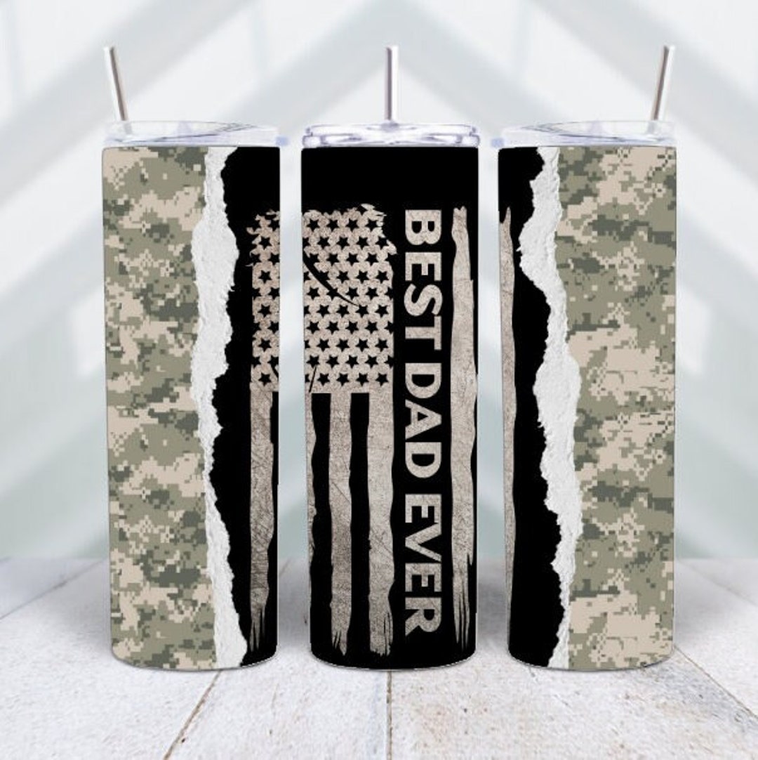 Best Dad Ever Camo Military Tumbler Father's Day Gift Tumbler Coffee ...