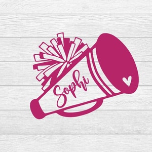 Cheerleader Vinyl Decal Pom Pom Personalized Name Cheerleading Bumper Sticker Car Laptop Tumbler Cup Water Cup Mom Cheerleader Sticker Sport