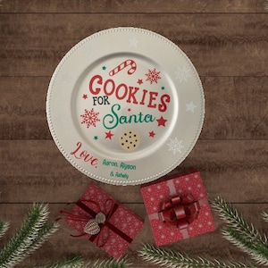 Kekse für Weihnachtsmann Kunststoffteller Weihnachtsteller Kinder Weihnachtsgeschenke Weihnachtsteller Personalisierter Name Kinder warten auf Weihnachtsmann Teller Geschenk