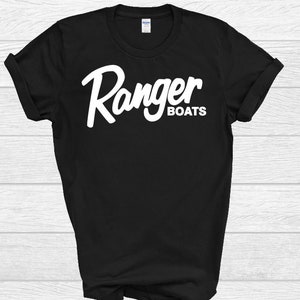 Ranger Boats Camiseta Camiseta Unissex Manga Curta Masculina Camiseta de Pesca Camiseta Gráfica Ranger Boats Cor Preta