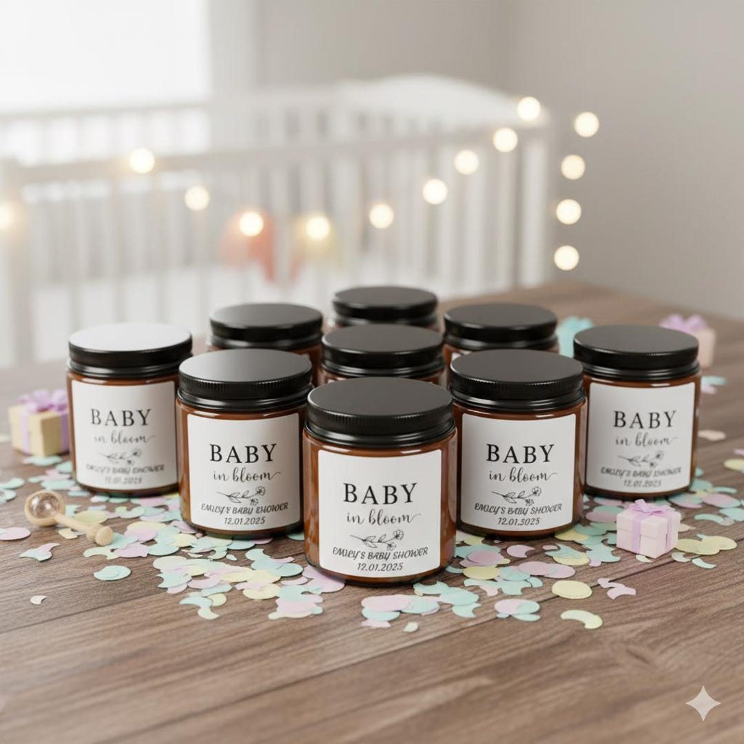 Baby in Bloom Candle Favor,personalized Baby Shower Candle,baby Shower ...