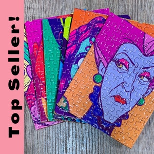 Disney Villains Coasters, Set of 6, Made from Jigsaw Puzzle