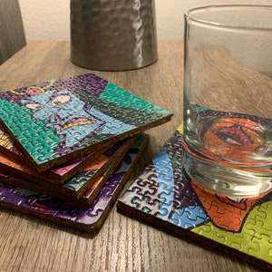 Disney Villains Coasters, Set of 6, Made from Jigsaw Puzzle