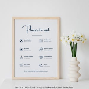 Local Recommendation Poster for Airbnb Hosts | Editable Aesthetic Design | Vacation Rental Printable | Host Recommendation Instant Download